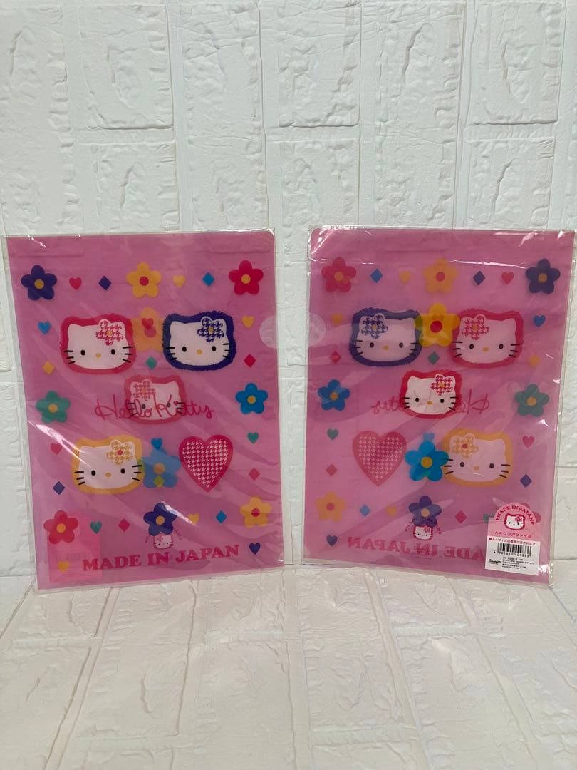 平成レトロハローキティファイル&シール 希少レア ハローキティ クリア