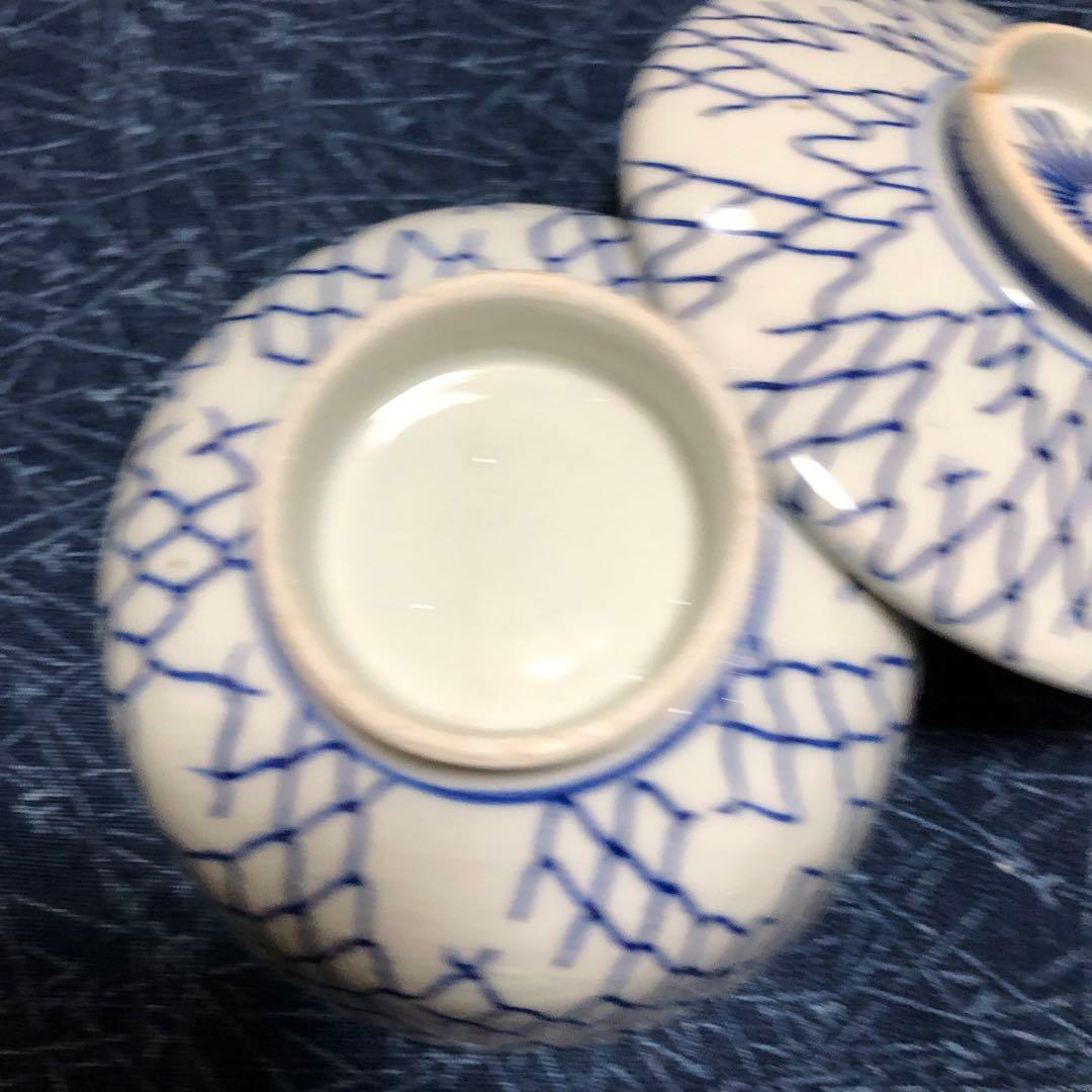 古伊万里 総破れ網手 蓋付き陶器椀物 江戸時代