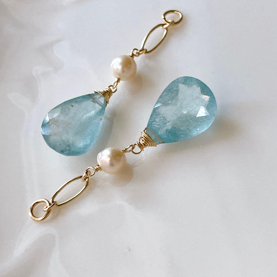 Kaya◆希少石✧大粒✧シンデレラアクアマリンチャーム✧あこや真珠