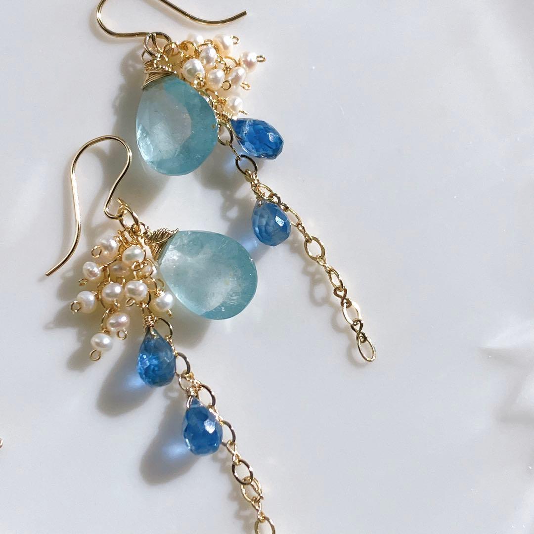 Kaya◆希少石✧大粒✧シンデレラアクアマリンチャーム✧あこや真珠