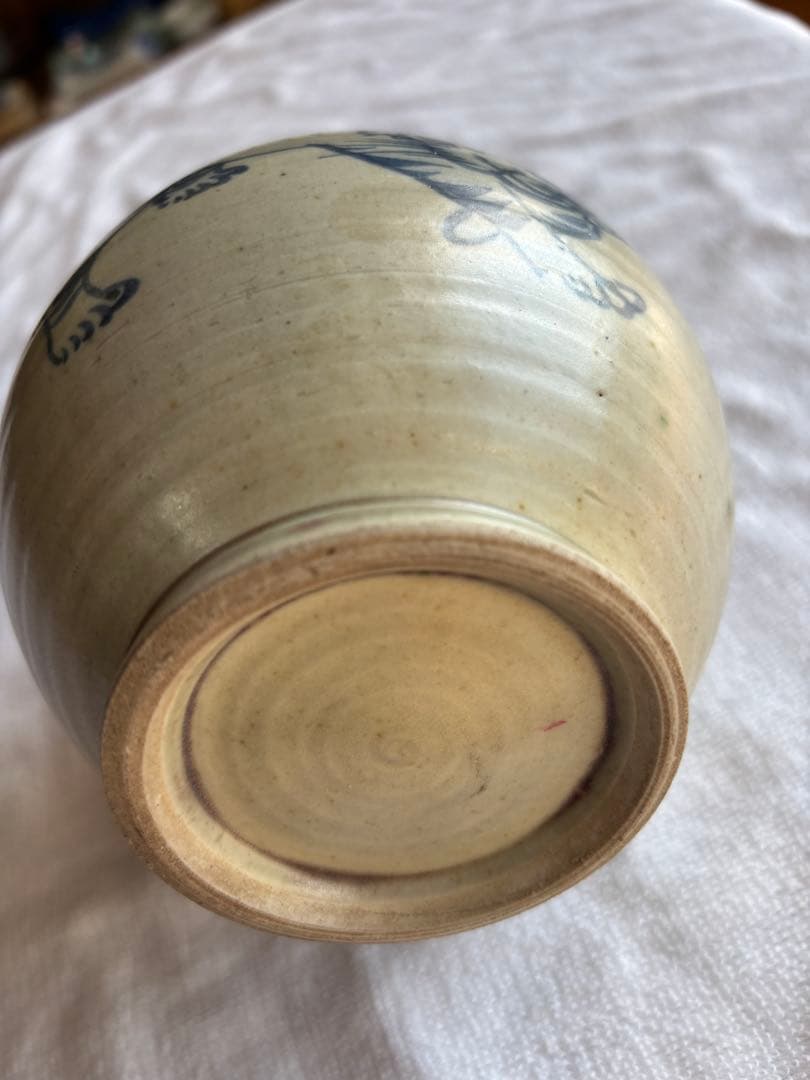 古伊万里　古染付 竹虎図 鶴首徳利　 花器 一輪挿し 時代物