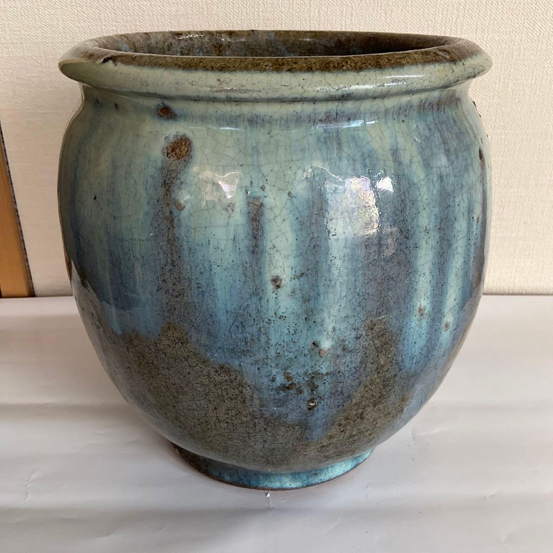 松代焼　緑白釉壺　代官町窯　江戸時代末期頃 松代焼 緑白釉壺 代官町窯 江戸時代末期頃 松代焼 緑白釉壺 代官町窯