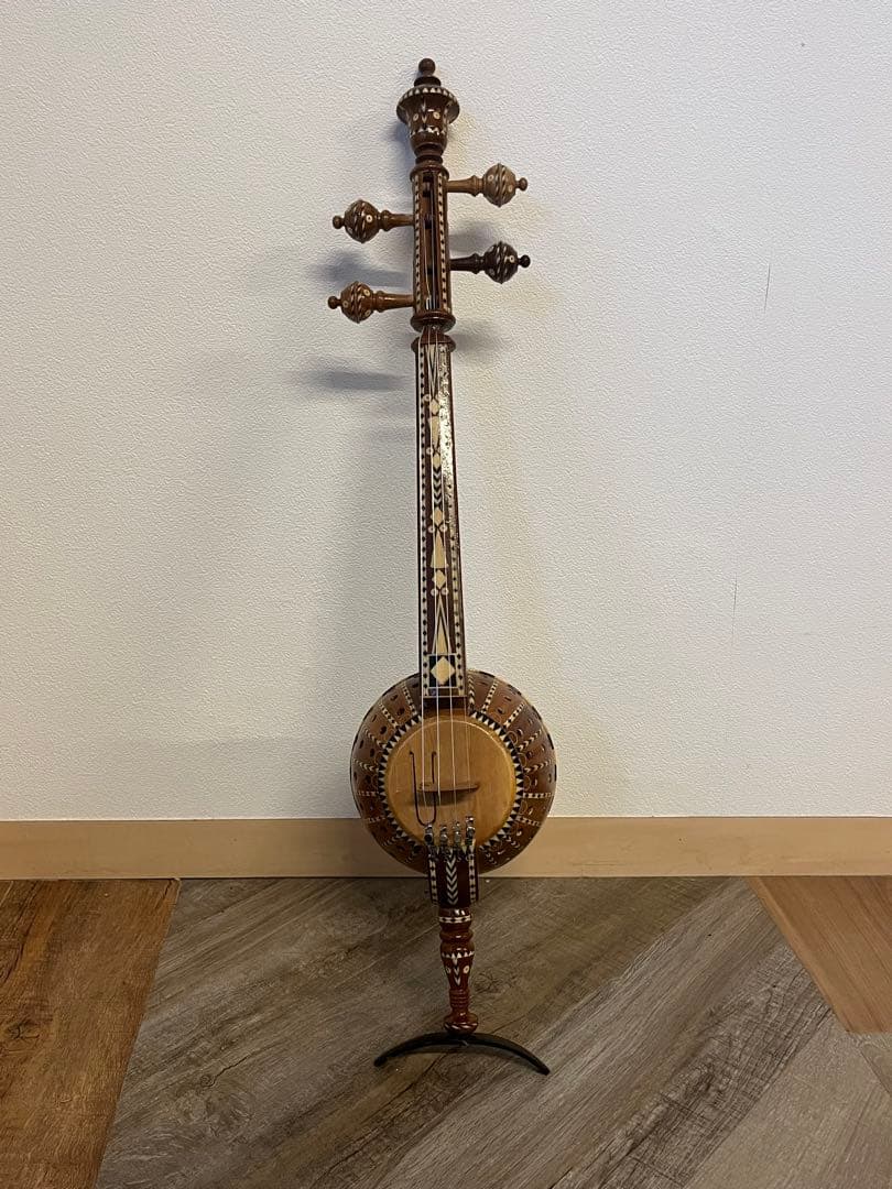 ギジェク ウイグル 寄木細工 民族楽器 木製4弦楽器 弓 ハードケース