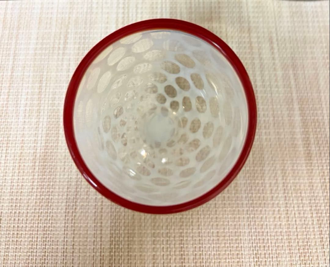 氷コップ 棗 水玉紋様 赤 アンティーク 大正ロマン