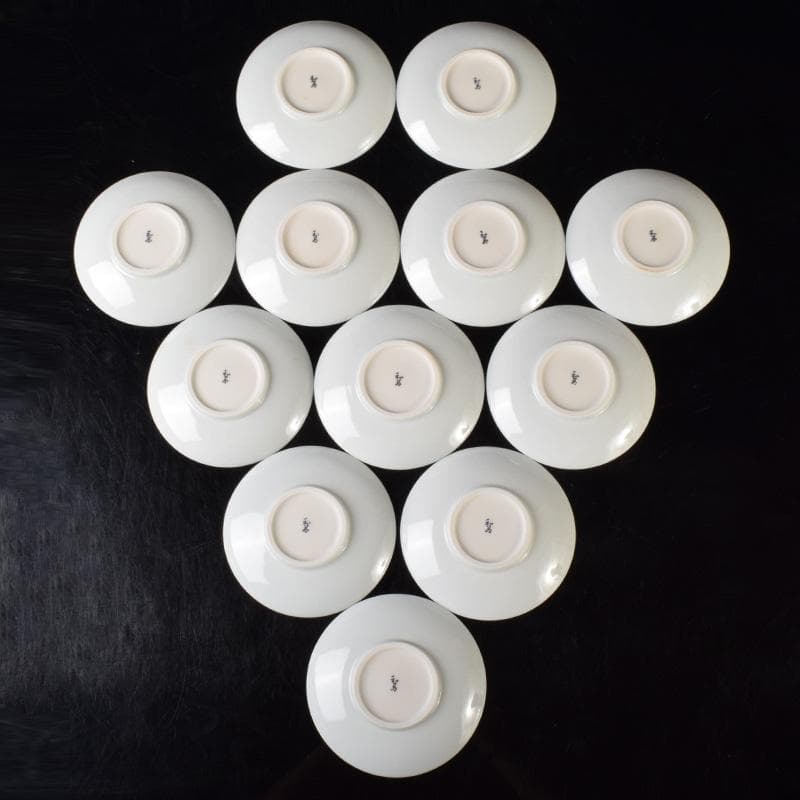 和食器 京焼 御室焼 北村和善作 白磁 吸茶碗 十二客 共布