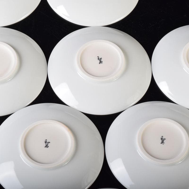 和食器 京焼 御室焼 北村和善作 白磁 吸茶碗 十二客 共布