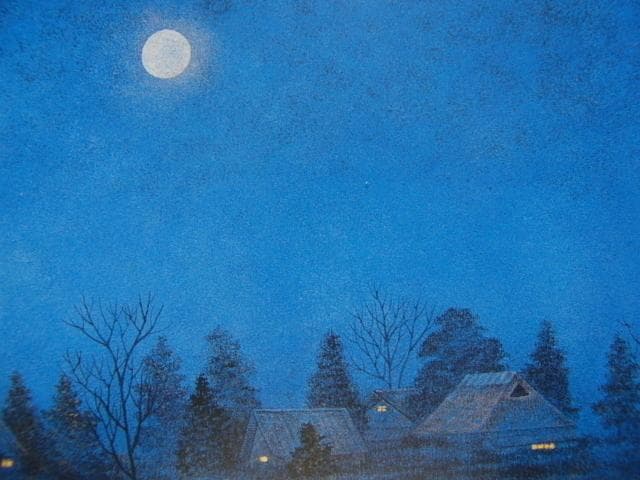 佐藤晨、【宵月】、希少な額装用画集より、新品額装付、状態良好