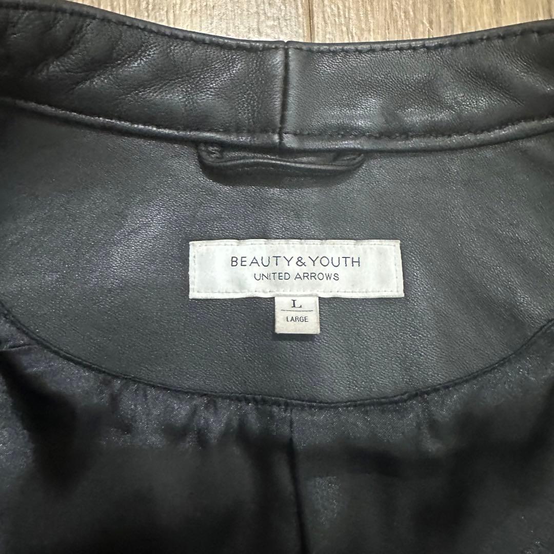 BEAUTY&YOUTH ブラック ラムレザーシングルライダース Lサイズ 2025年