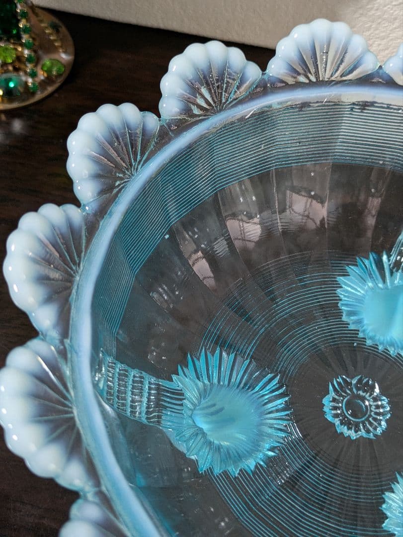 ヴィンテージMosser Glass ラージサイズ 脚付きベリーボウル 刻印