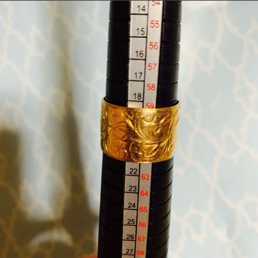 K18ゴールド指輪　日本製　手彫り　男女兼用