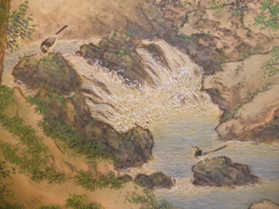 掛け軸 翆城 山水夏画 絹本 希少 軸装 茶道具 掛軸 美品 です。