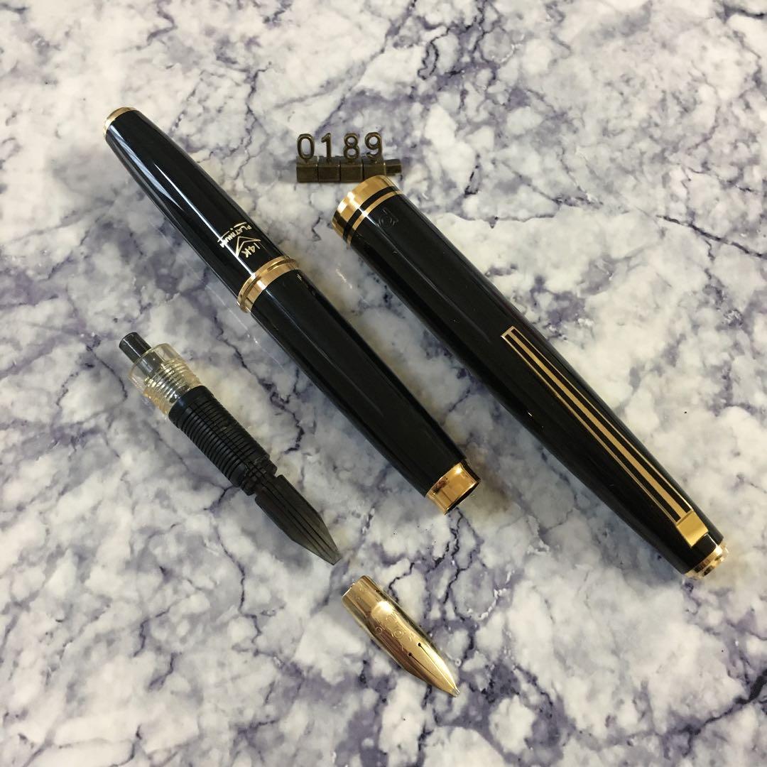 #0189 オーバーホール済み 万年筆 金使用量最大級　PLATINUM 14k