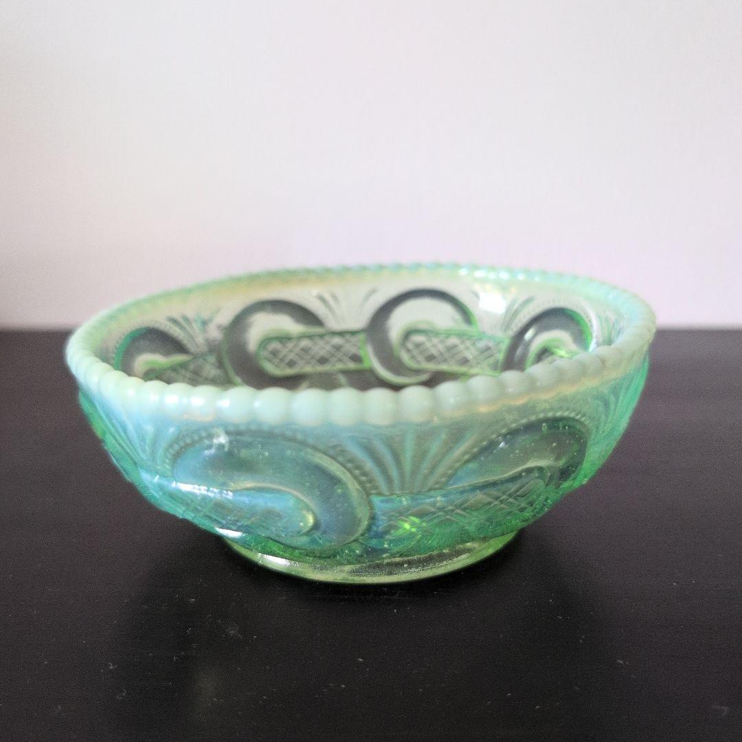 最終値下げ ウランガラス 渦つなぎ紋 鉢 3客