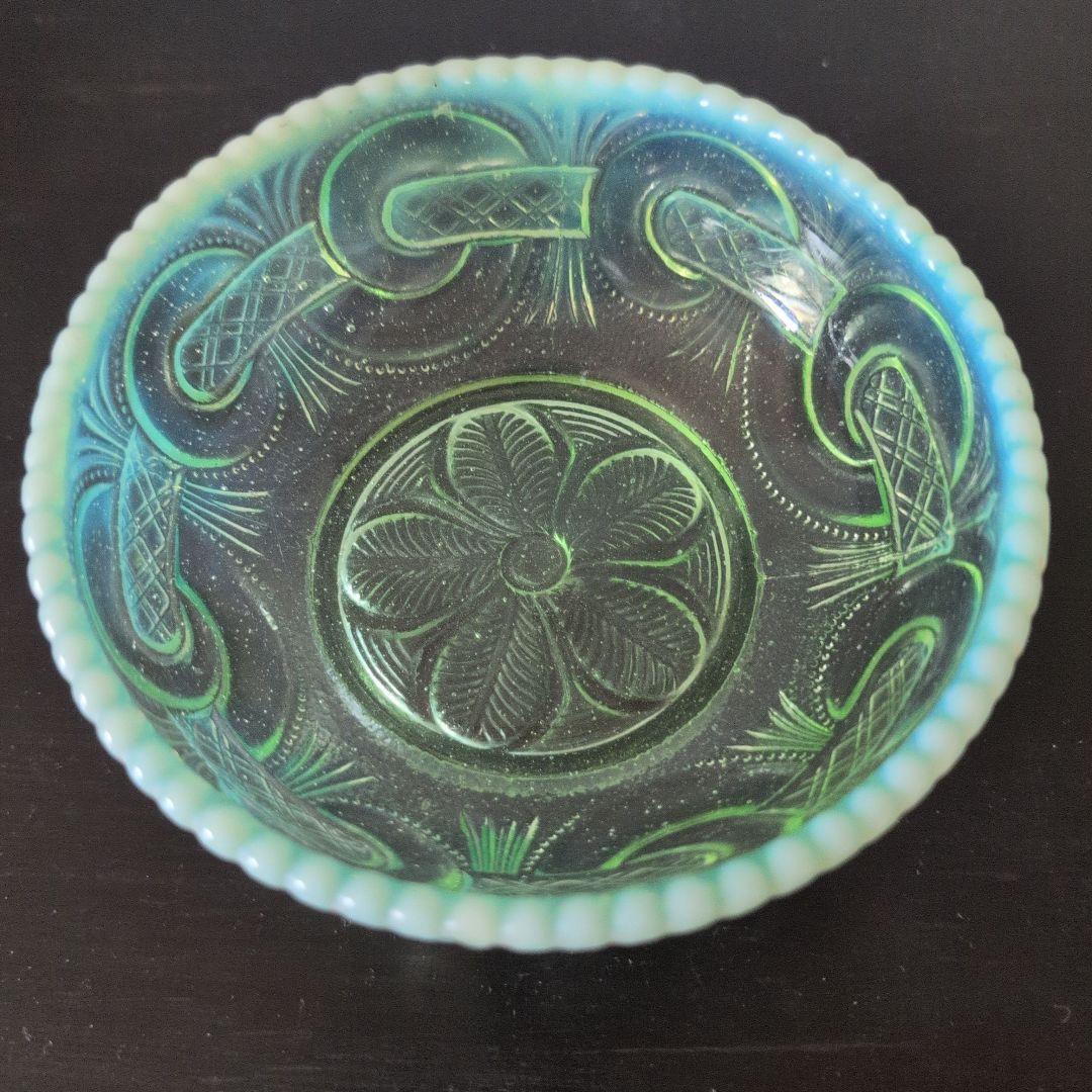 最終値下げ ウランガラス 渦つなぎ紋 鉢 3客