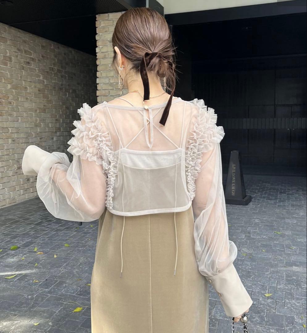 CAPRICIEUX LE'MAGE】チュールフリルベロアワンピース - メルカリ