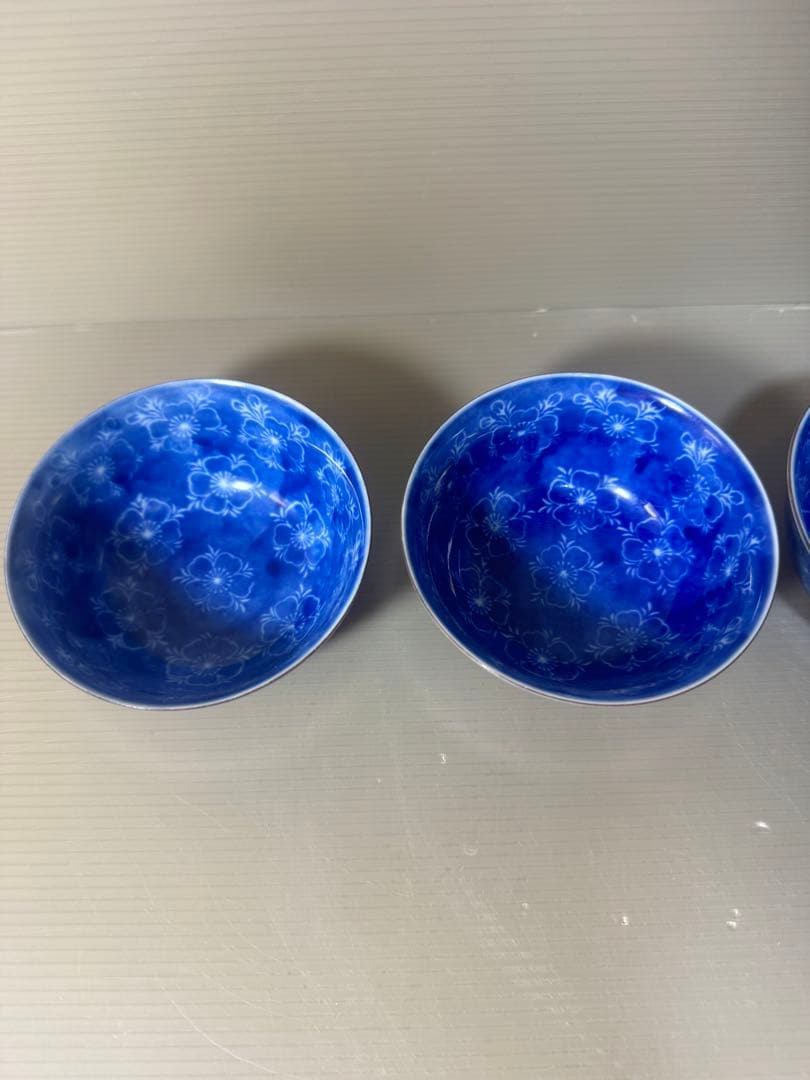 2402 深川製磁 白桜花柄 湯呑 4客