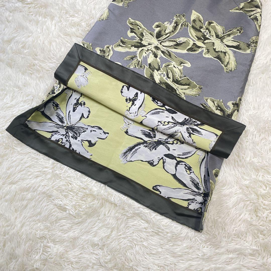 美品日本製 38【ADOREフラワージャガードひざ丈ドレス】ワンピース