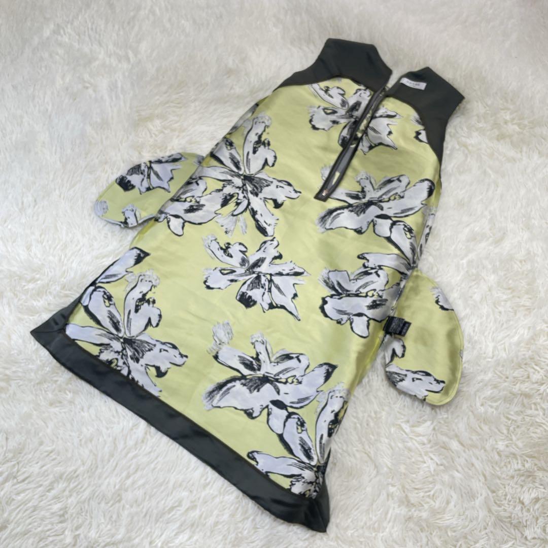 美品日本製 38【ADOREフラワージャガードひざ丈ドレス】ワンピース