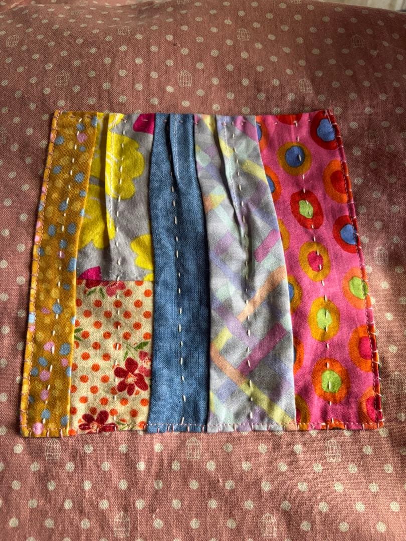 ちくちくもんぺパッチワーク桃色ドット