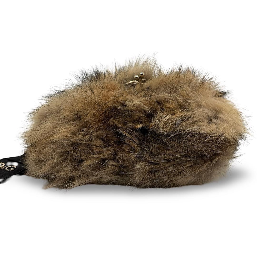 美品】 D&G ドルガバ 　ファー　ショルダーバッグ 　 レザー　ロゴ　　金具