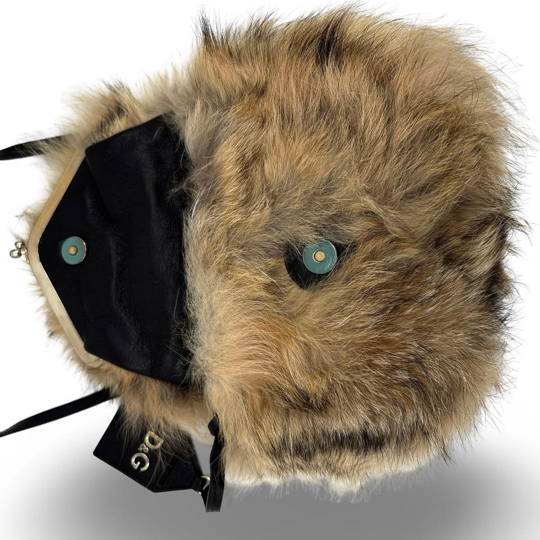 美品】 D&G ドルガバ 　ファー　ショルダーバッグ 　 レザー　ロゴ　　金具