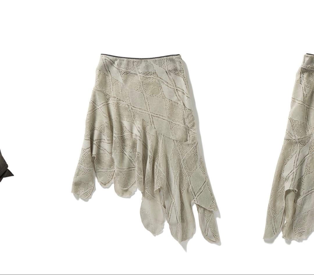 スカート perverze Knit Lace Jagged-hem Skirt