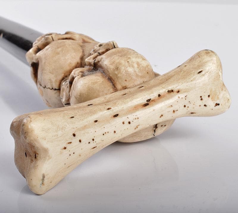 中国 木製 持ち手樹脂 骸骨彫 杖 ステッキ V 3750B