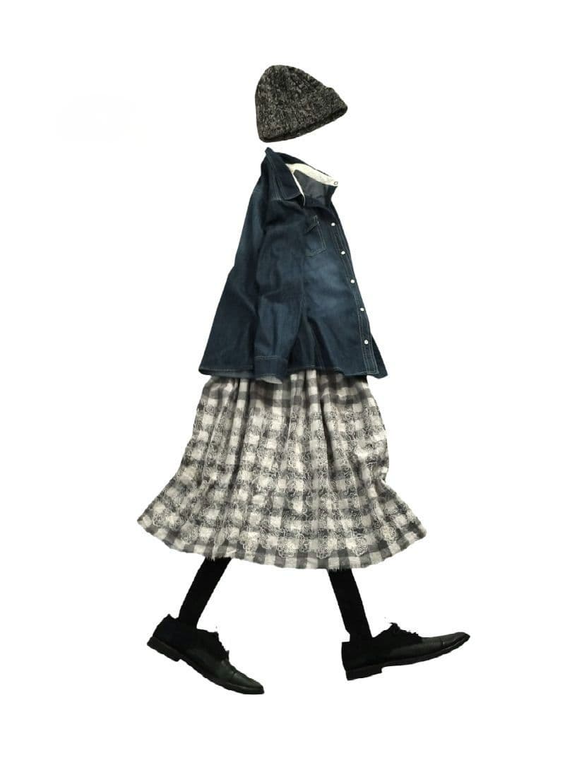 45R✨刺繍入りウール スカート