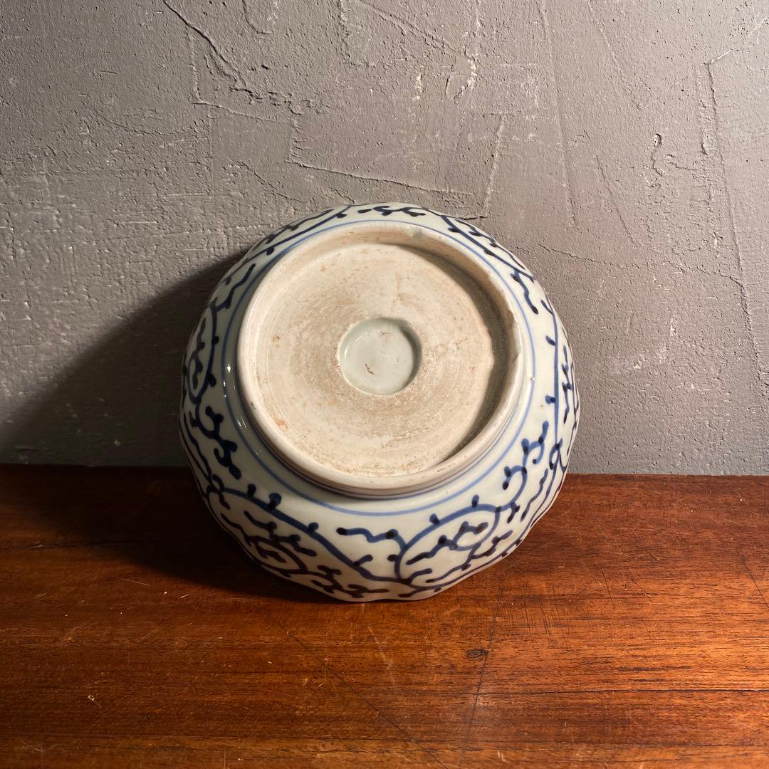 江戸 古伊万里 染付 なます皿 唐草 微塵唐草文 松竹梅 骨董品 器