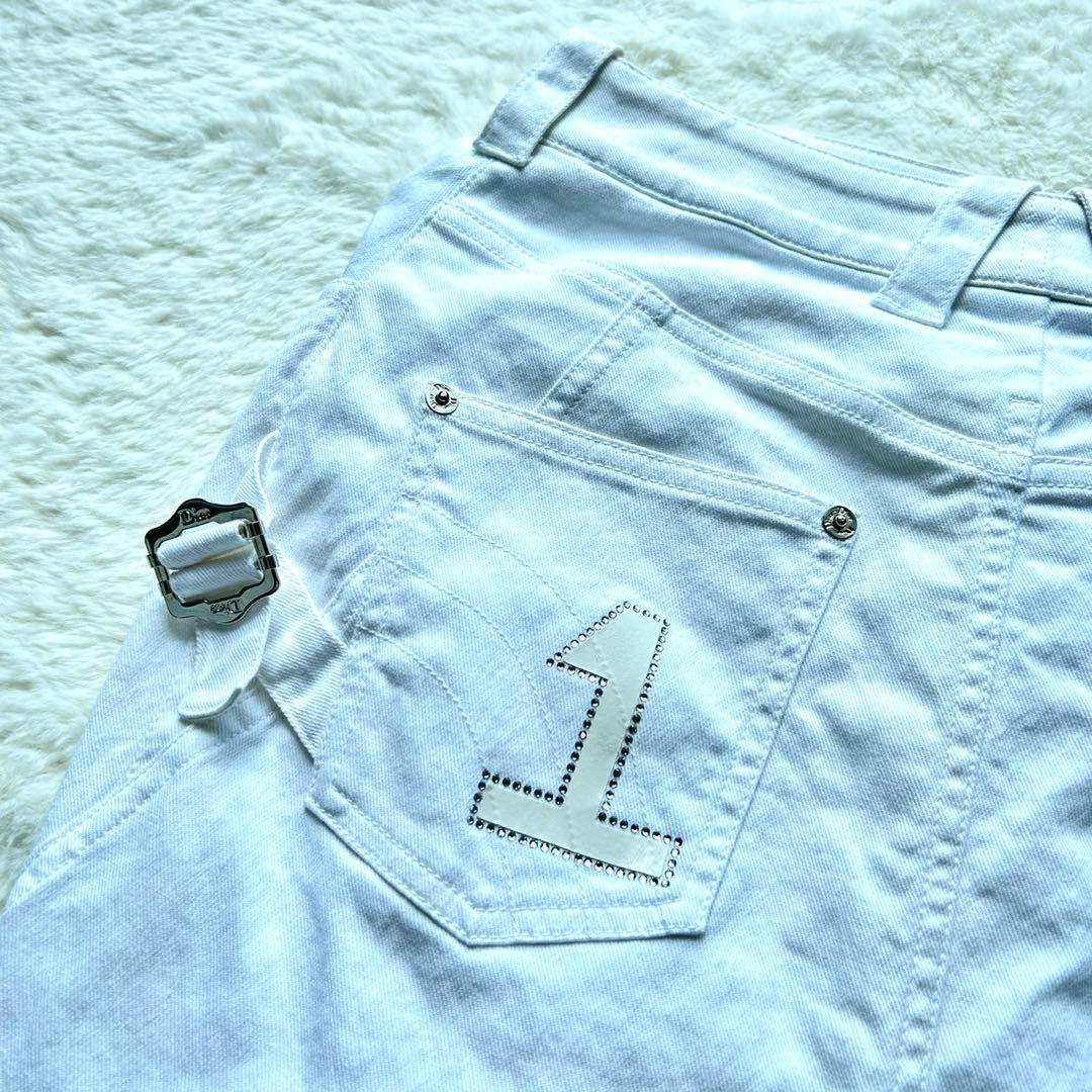 美品 ディオール タイトスカート オフホワイト デニム ビジュー y2k 38