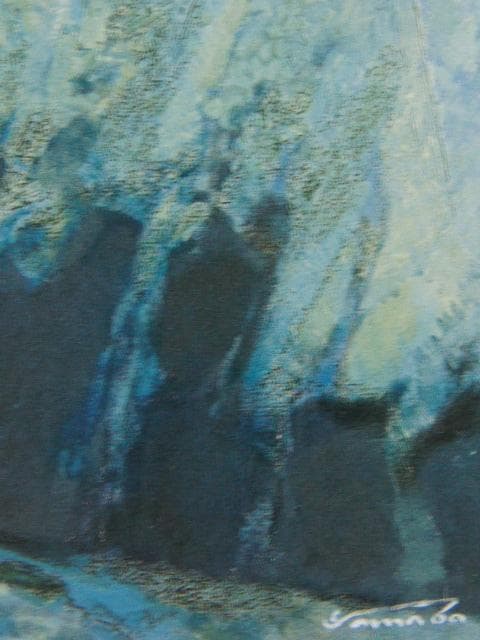 山羽斌士、箱根路の富士、希少画集画、新品高級額・額装付、状態良好