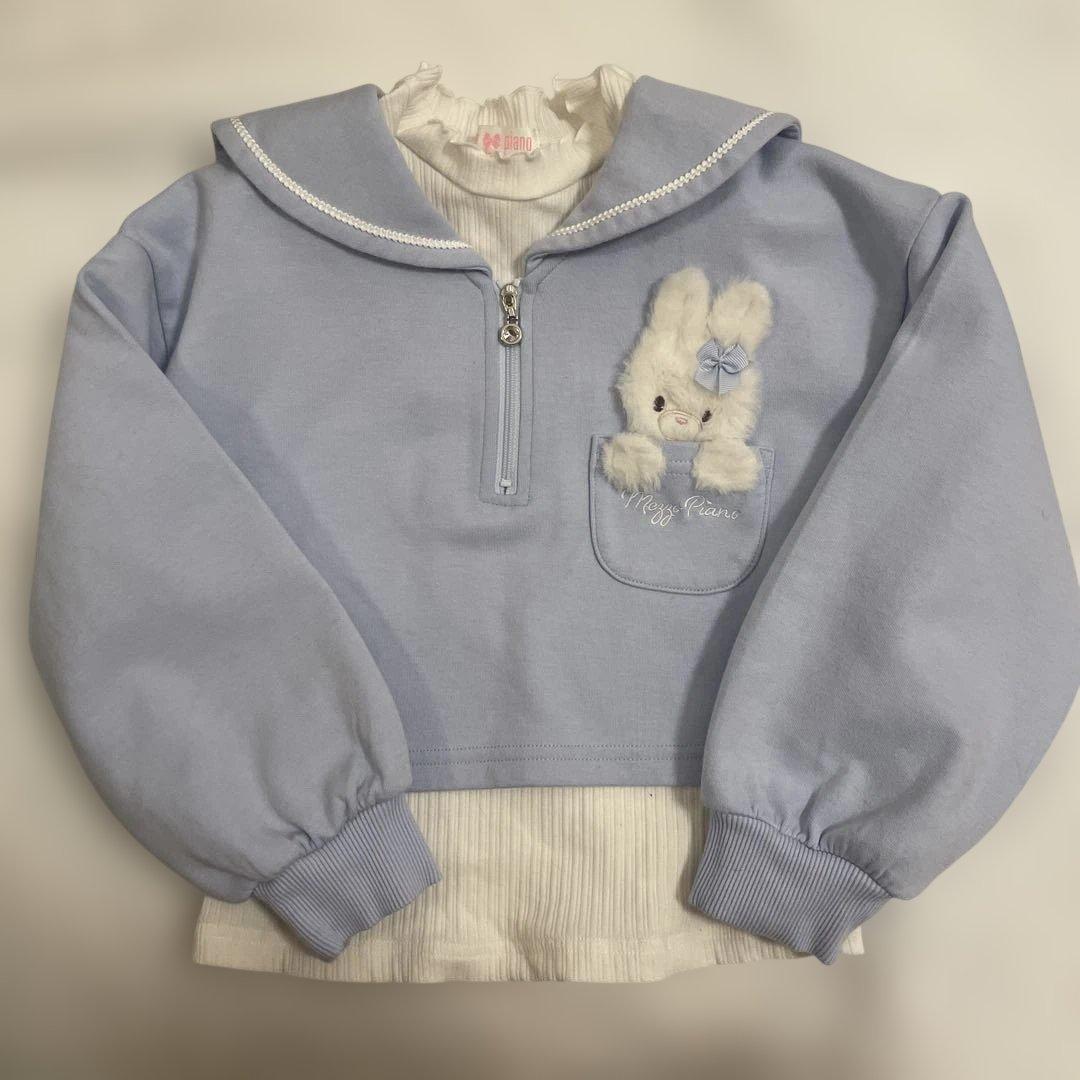 メゾピアノ 短丈セーラープルオーバー＆長袖プチハイネック スカパンセット120