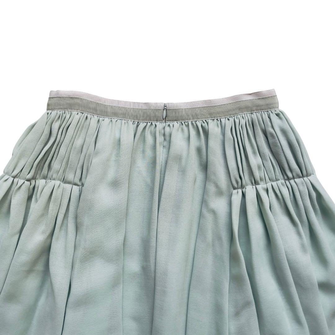 【現行！美品】フォクシー フレアスカート シフォン ミント サイズL