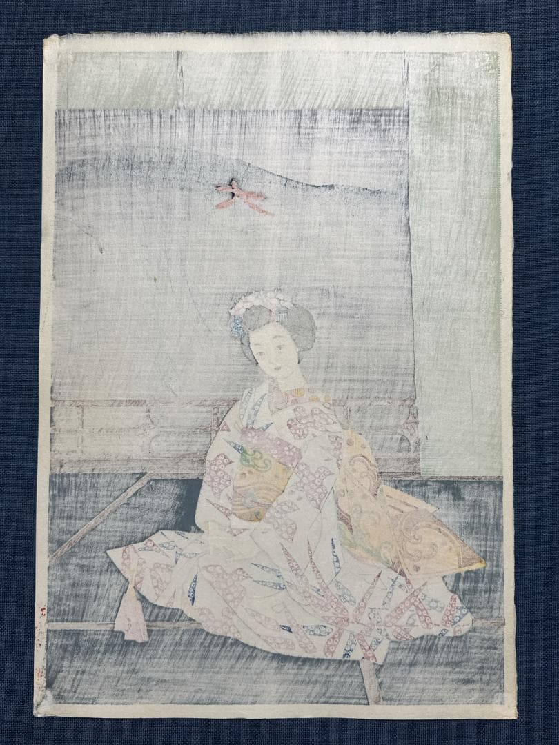 皆川千恵子 木版画 「京都大文字焼き」