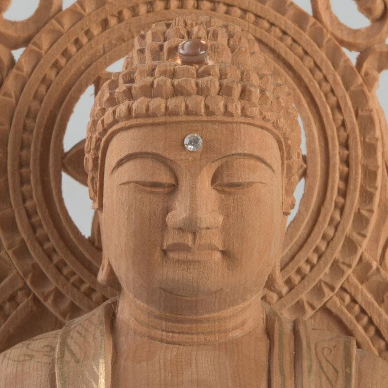 仏教美術 桧彫刻 釈迦如来座像 仏像 蓮華台 C 9251