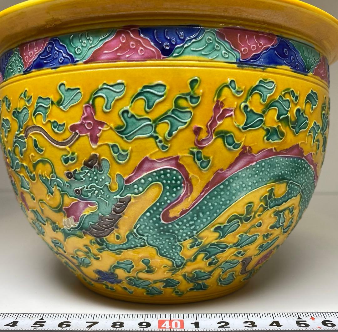 中国美術　龍図蓋物　高さ約20g㎝　東Y7-0331②タヒチ