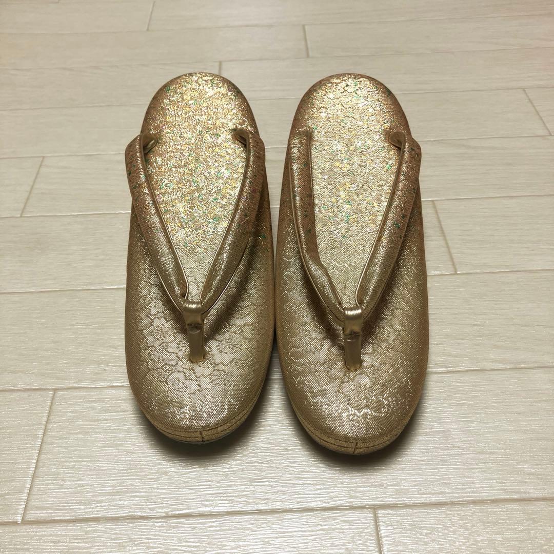 東京芝山　草履バッグセット　箔散らし　ゴールド