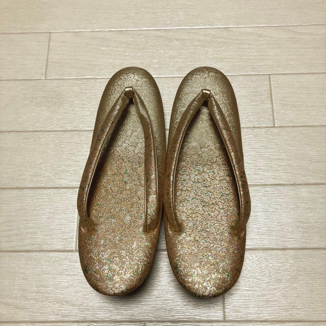 東京芝山　草履バッグセット　箔散らし　ゴールド