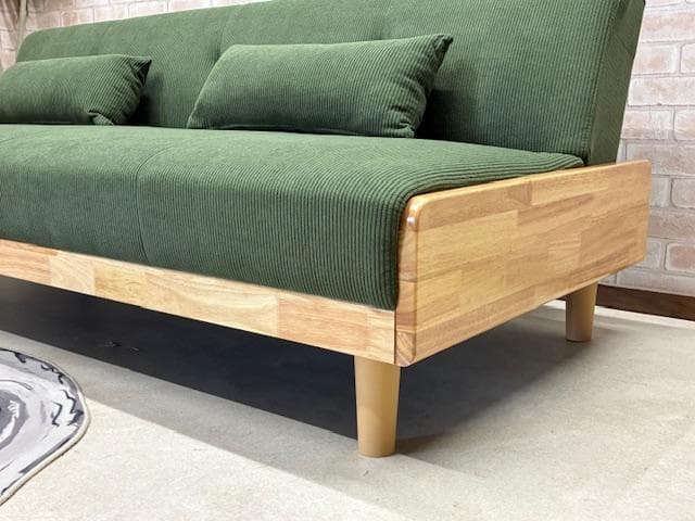 ソファーベッド　ソファ　コーデュロイ　カーキ　北欧風　新品