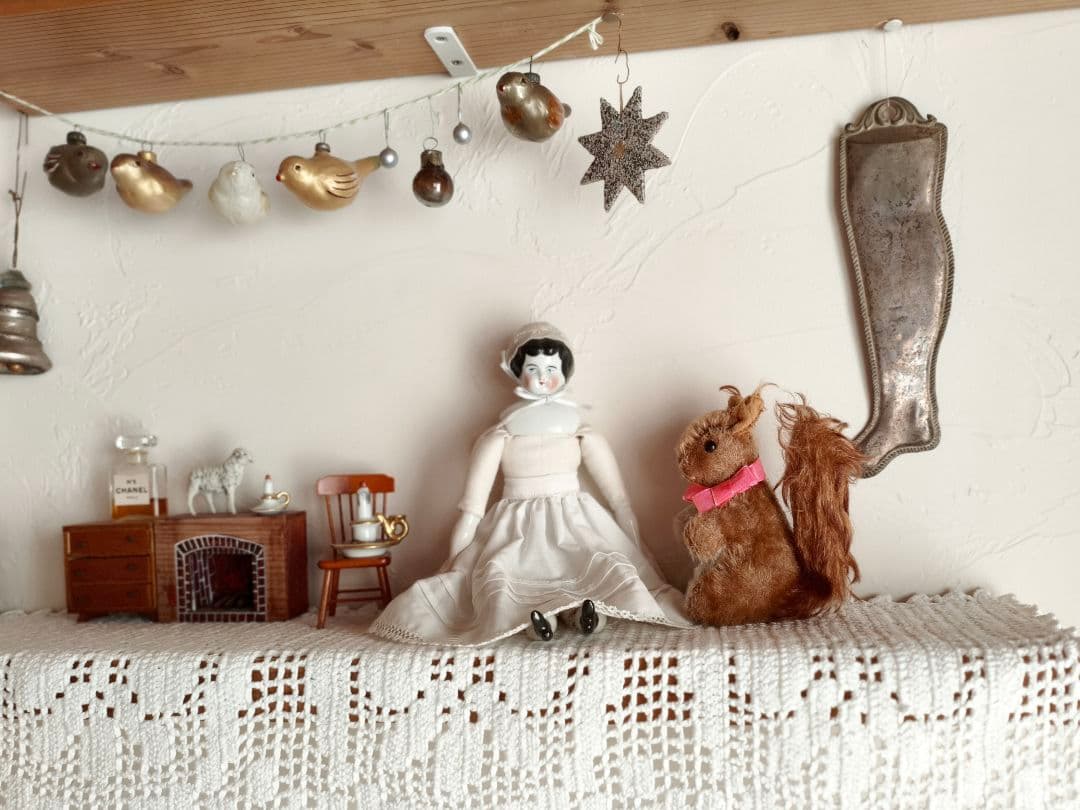 * vintage squirrel ♡ * 可愛い ピンクりぼんの リスさん