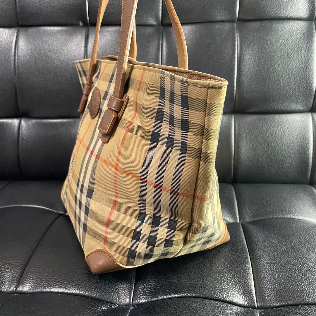 ✨ヴィンテージ✨バーバリー 舟型ハンドバッグ ノバチェック ナイロン ベージュ系