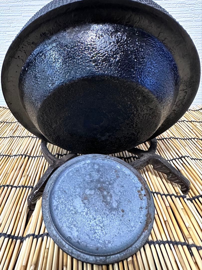 未使用相当、長期保管品、栞付 南部盛栄堂造１５型アラレ 鉄瓶 南部鉄瓶 南部鉄器