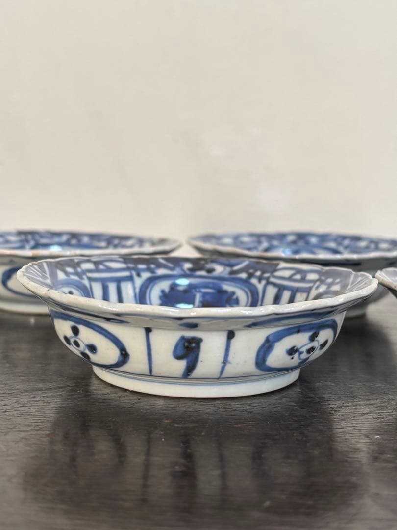 染付芙蓉手獣面図 小皿 モンスターマスク 縁起物 古伊万里 三田焼 5