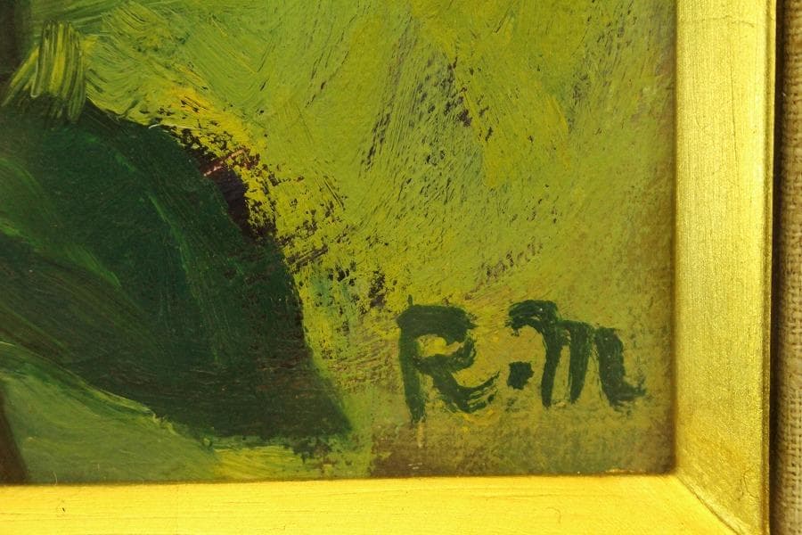 女流画家 油絵 峰村リツ子 作 花 額装 保証 肉筆(ZE439)