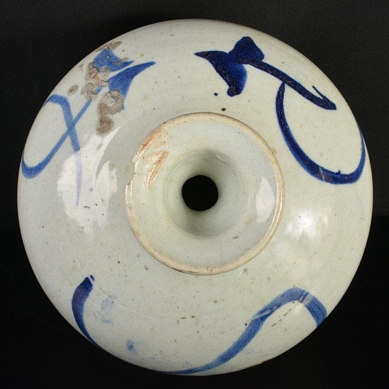 朝鮮美術　李朝　高麗白磁　染付　碗口瓶　V　R7489F