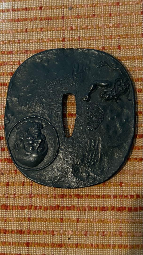 武具　鍔　陰陽師　銘有り　鉄地 刀剣美術　時代物　骨董