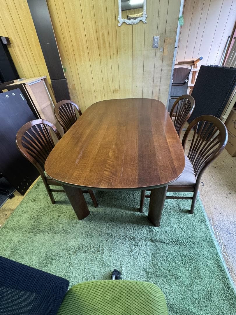 (4210W2)*ダークブラウン楕円形ダイニングテーブルセット カリモク
