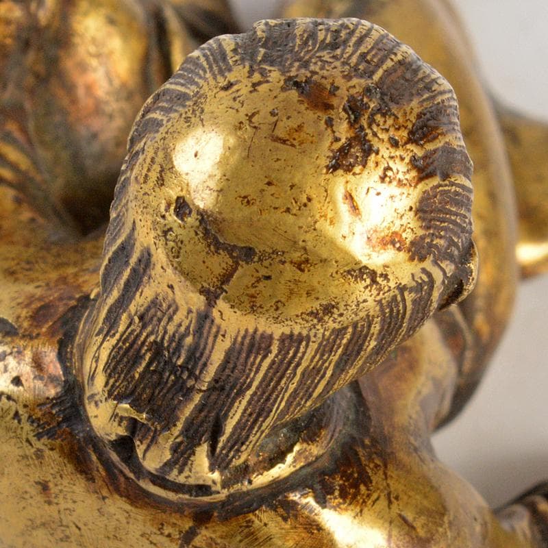 中国 古銅鍍金 人物像 達磨像 紙鎮 置物 M R7465