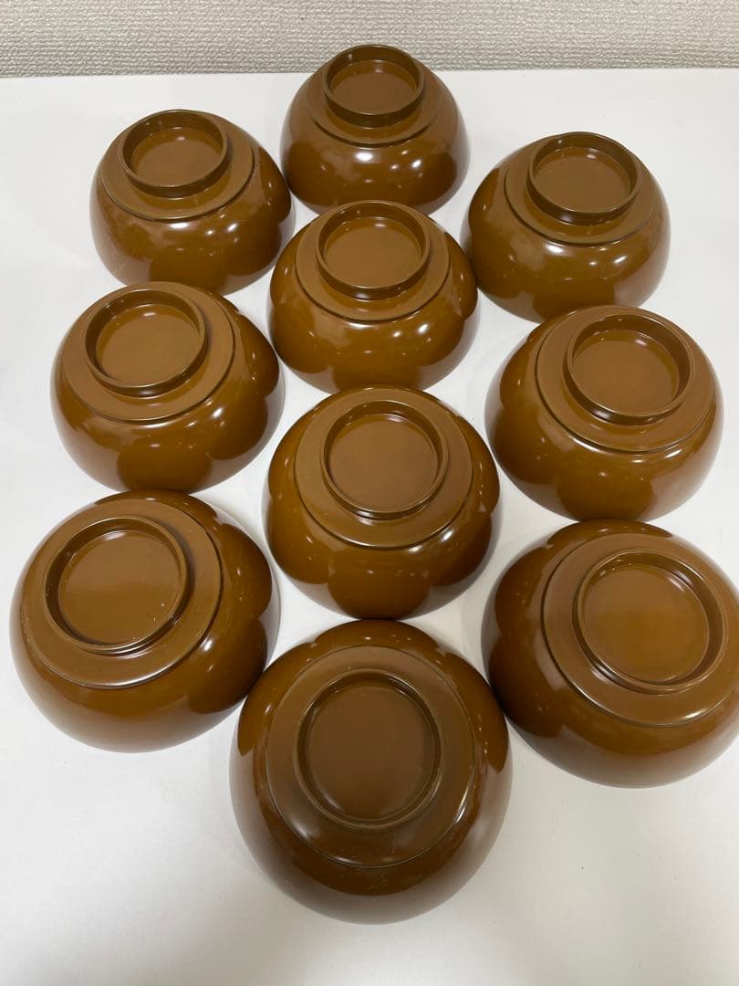 漆器 時代 黄漆 内朱塗 漆器 吸物 懐石椀 煮物椀 10 客 松 貝柄