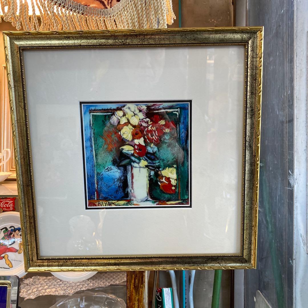 フランスの画家ラヤ・ソーキンによるヴィンテージの静物画エナメル七宝プラーク